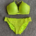 Luli Fama Bella Unerwire Top and Seamless Full Ruched Back Bottom Neon Yellow