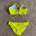 Luli Fama Bella Unerwire Top and Seamless Full Ruched Back Bottom Neon Yellow