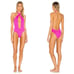 FRANKIES BIKINIS Roma Eyelet One Piece Swim, Magenta, XS