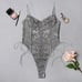 Grey Floral Embroidered Teddy Bodysuit