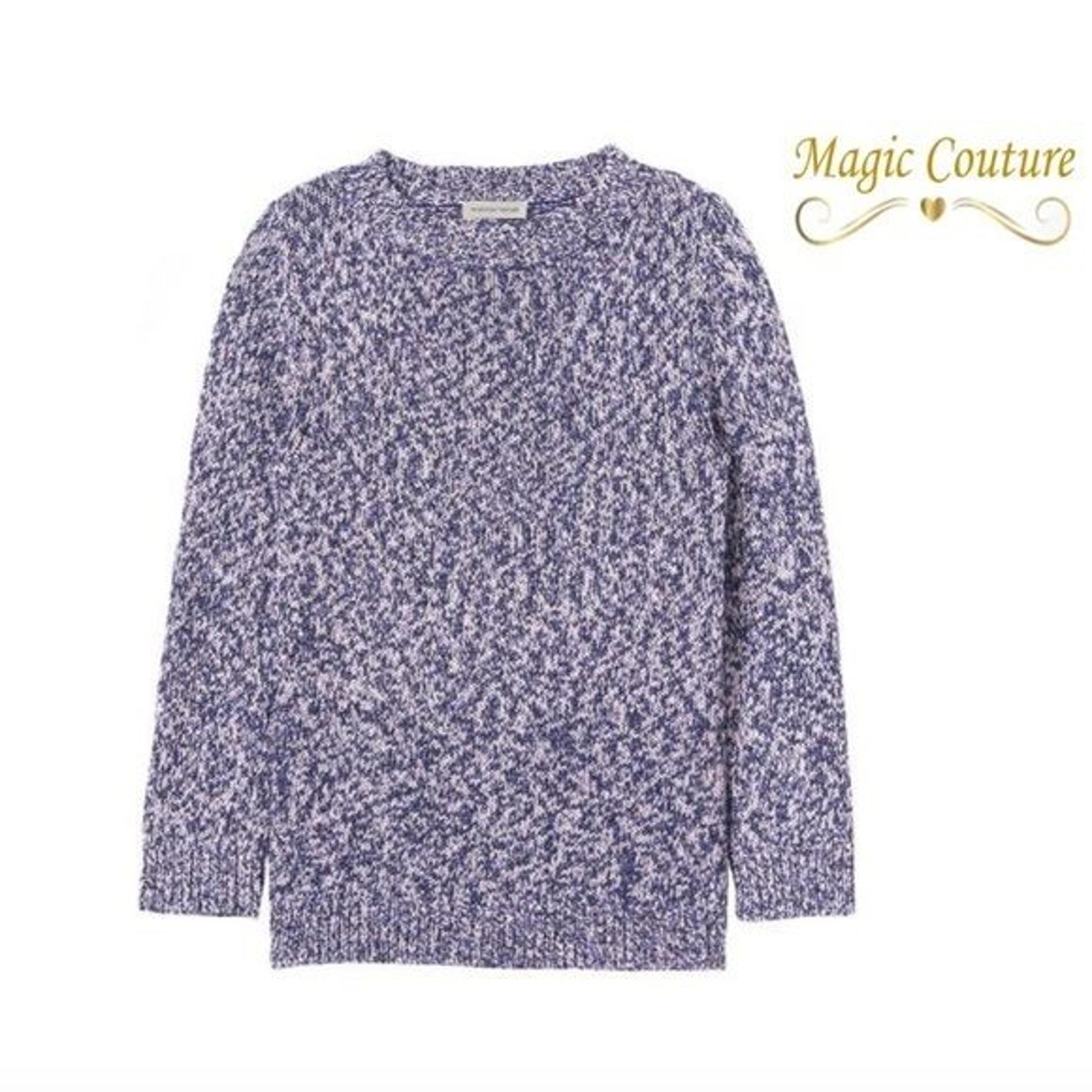 Rebecca Taylor Purple/Blue Crew Neck Long Sleeve Knit Sweater