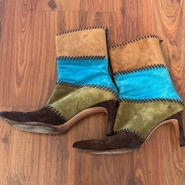 Salvador Ferragamo multicolor suede boots 7.5