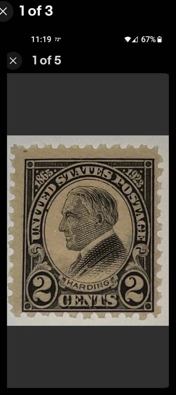 Vintage !!!!!!!! Rare 1923 2 cent US Warren Harding postage stamp