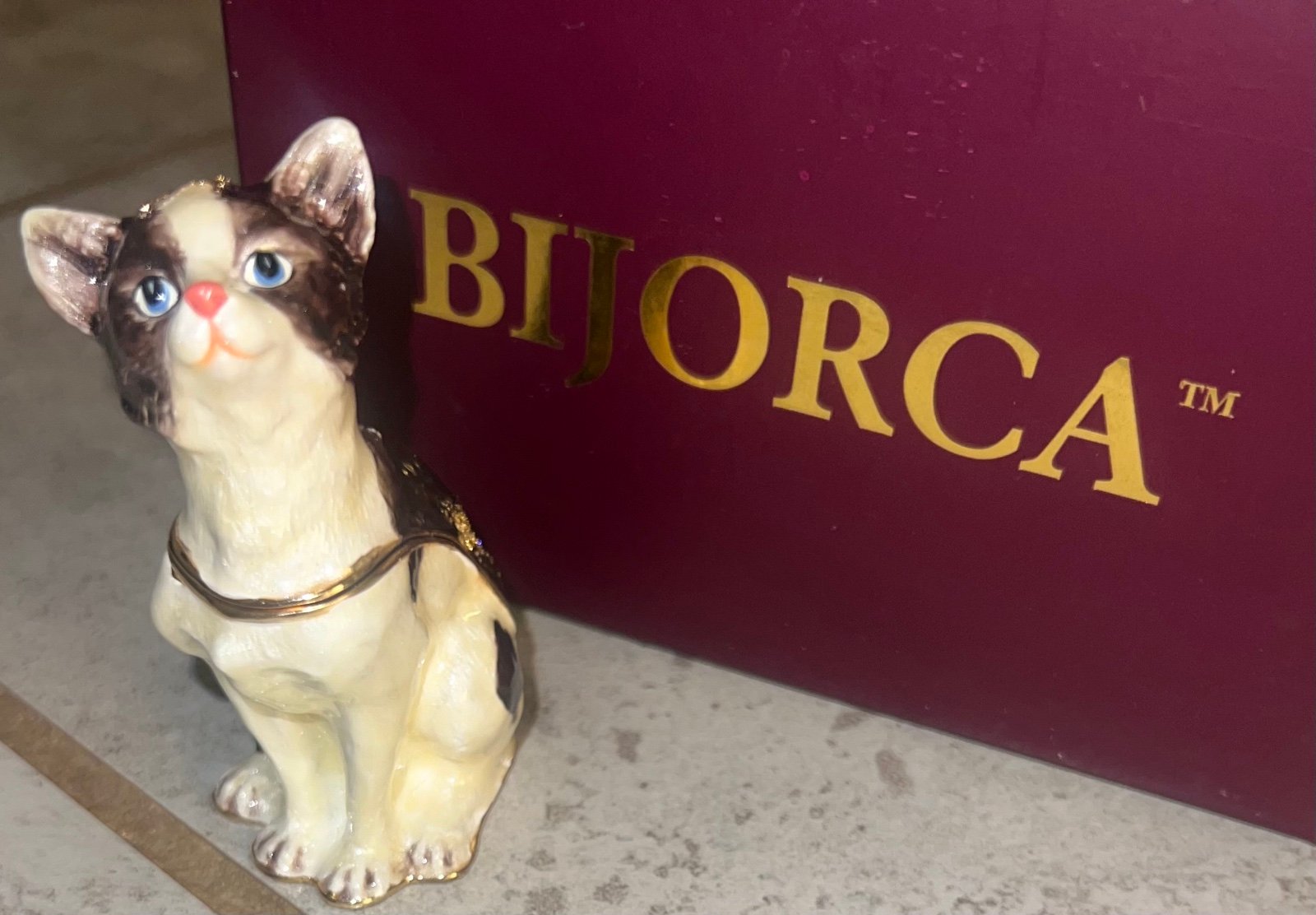 Bijorca Vintage Crystal Cat Trinket Box