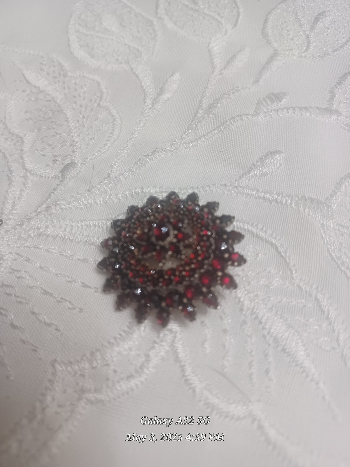 Antique sterling silver and Bohemian garnet brooch.