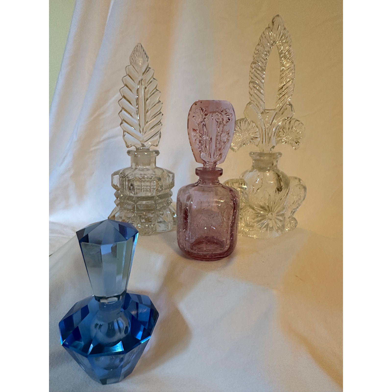Antique VTG perfume bottles colors clear glass