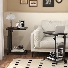 Furniture Home Décor Rolling Height Adjustable Sofa End Side Table L2