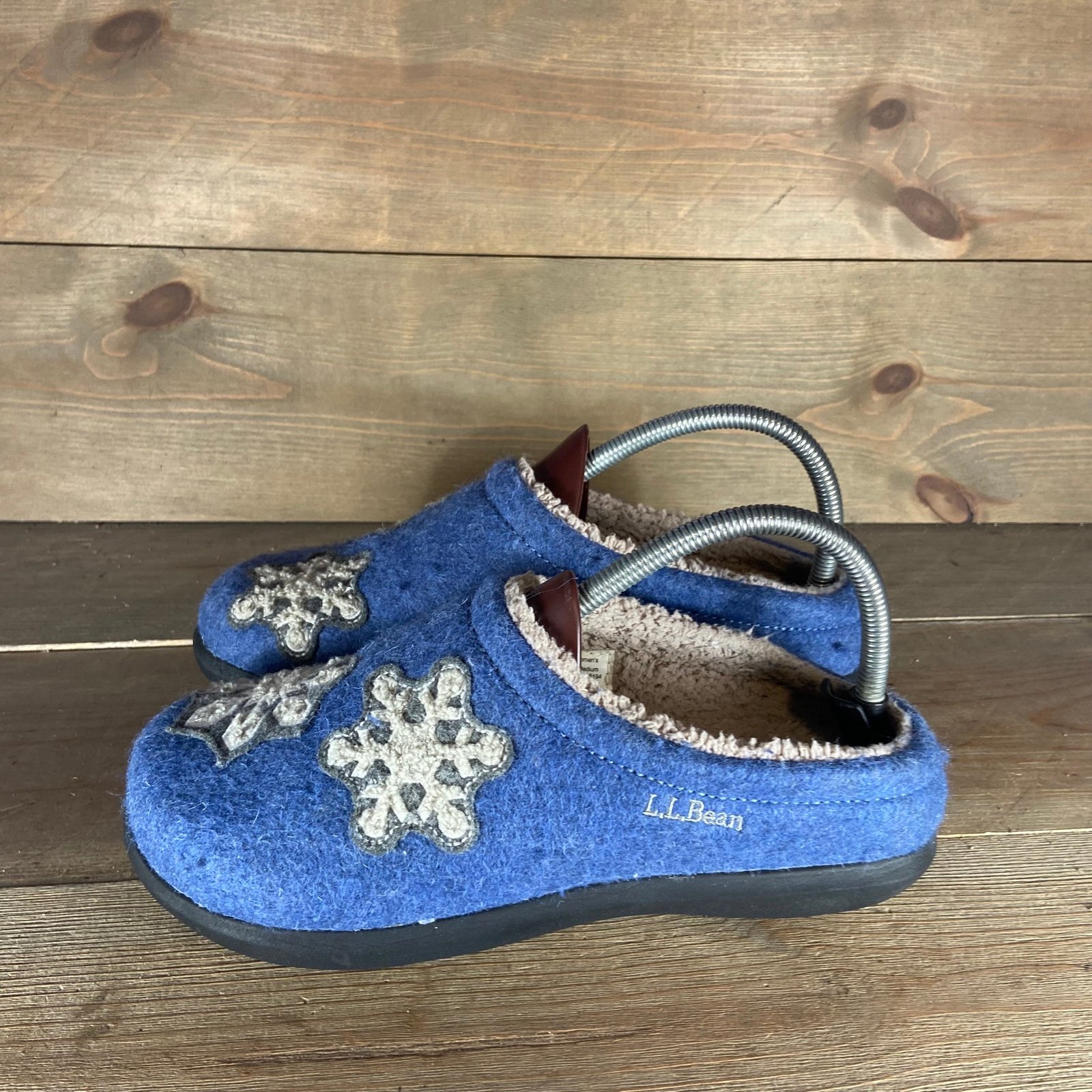 ll bean daybreak womens size 7 shoes blue snowflake slip on comfort slippers G