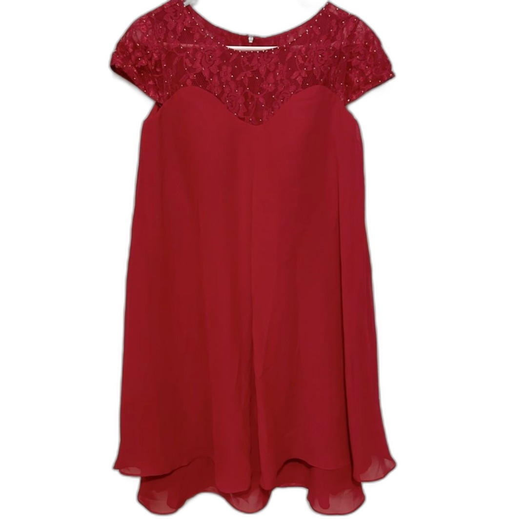 NWT Lan Ting burgundy/red midi formal bridal dress size 8