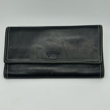 Coach Vintage Leather Black Trifold Snap Coin Zip Wallet