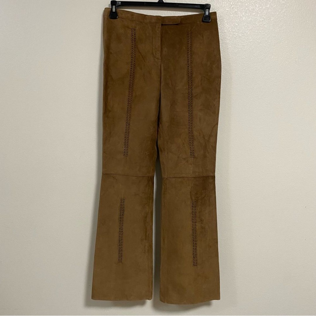 Kenneth Cole Pants Women’s Size 6 Brown Camel Suede leather Bootcut dress Pants