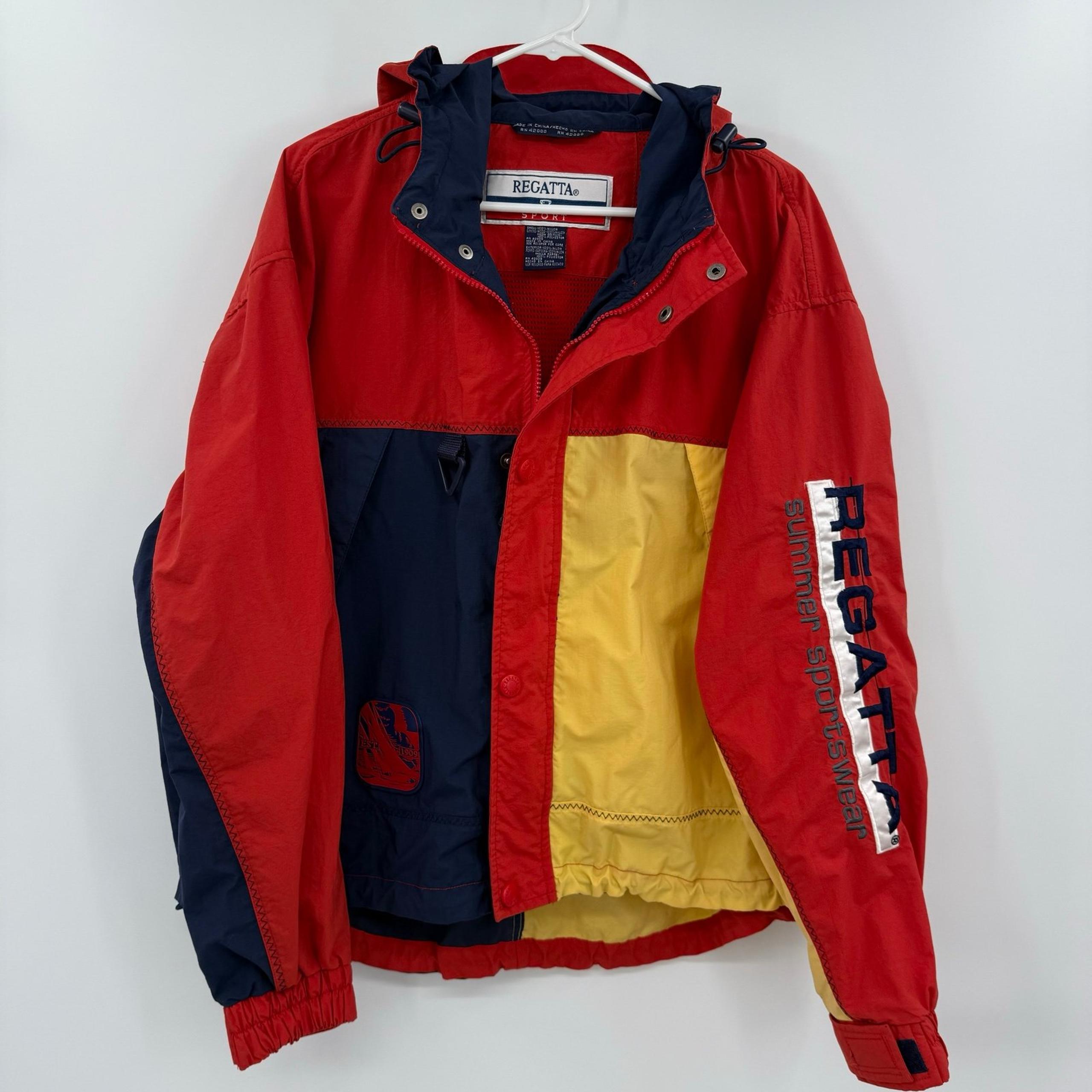 Regatta Summer Sport Vintage 90s Hoodie Colorblock Jacket Windbreaker large