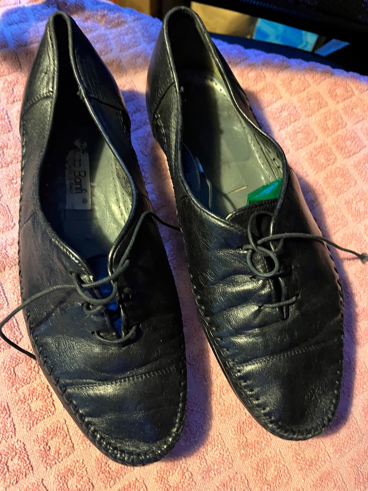 Leather Slip On Loafers Banfi Black Shoes Size 8 M italy cat’s paw