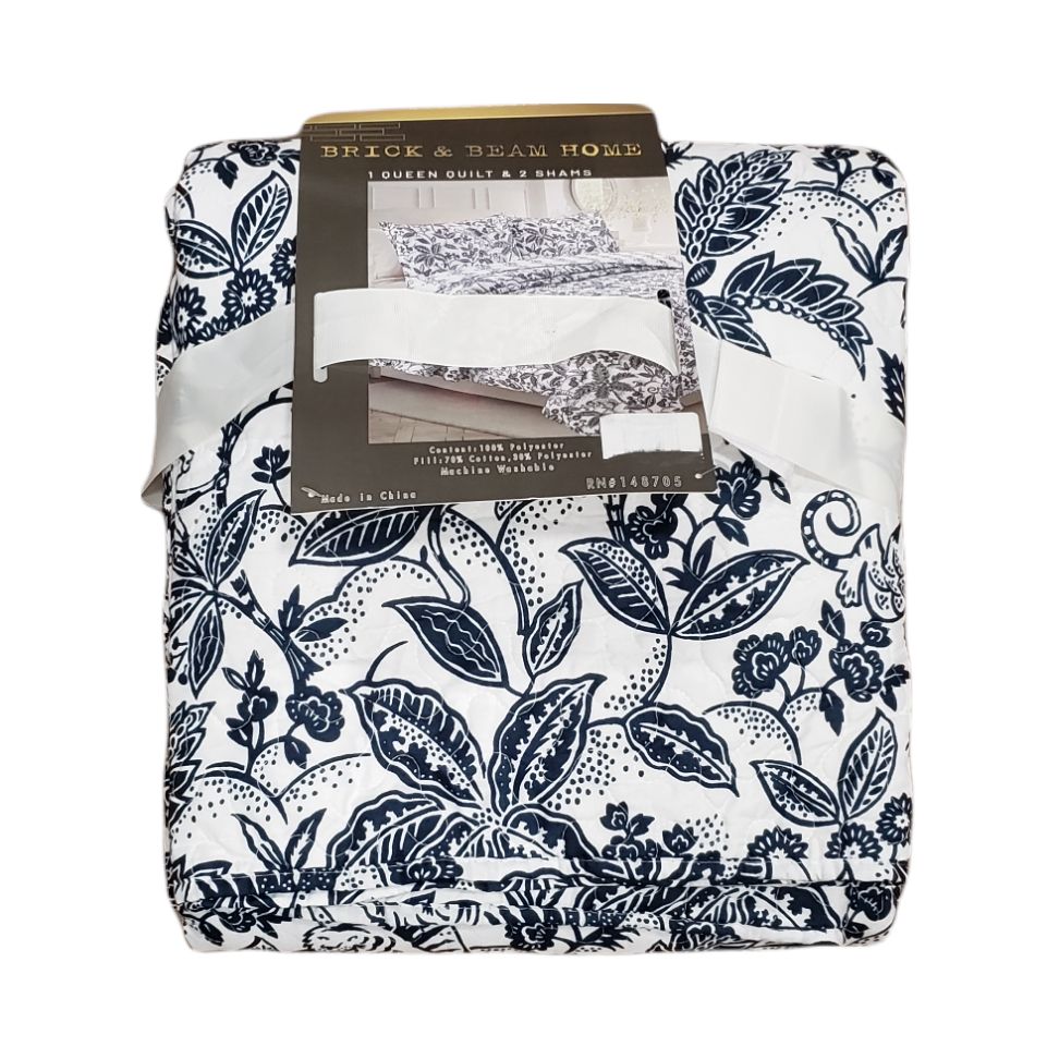 Brick & Beam Blue Reversible Quilt Set