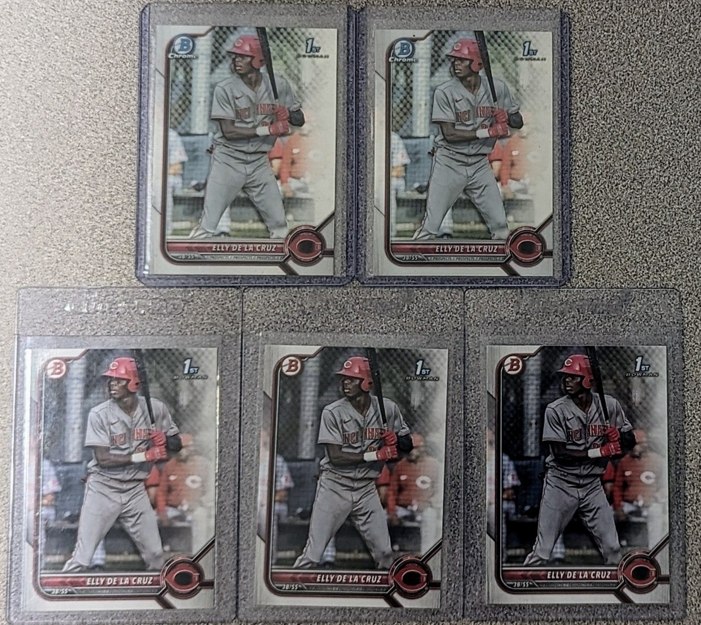 ELLY DE LA CRUZ BOWMAN 1ST (5-CARD) CHROME & PAPER LOT