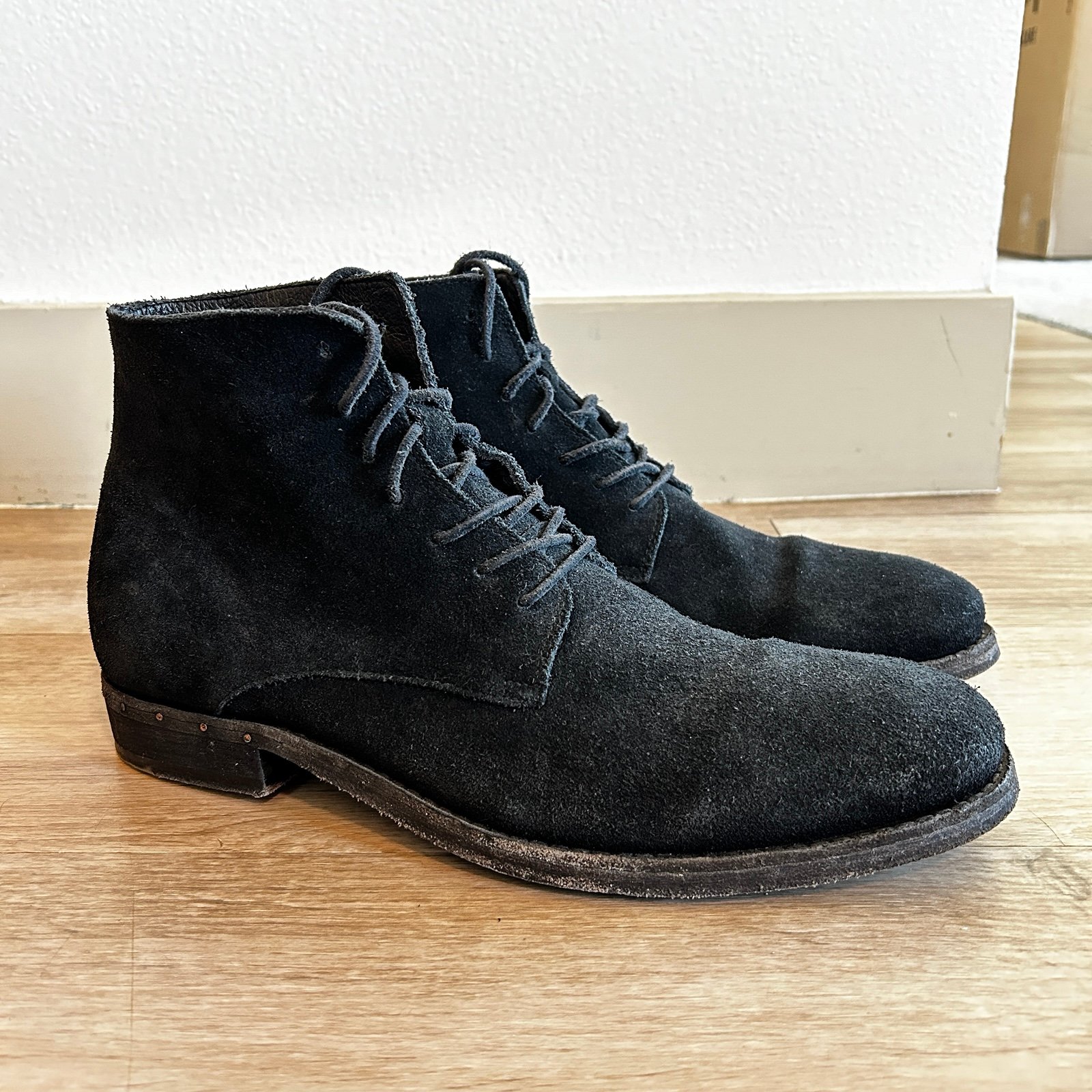 AllSaints Snare Black Suede Lace Up Desert Boots, Sz 45 / US 12 - Preowned