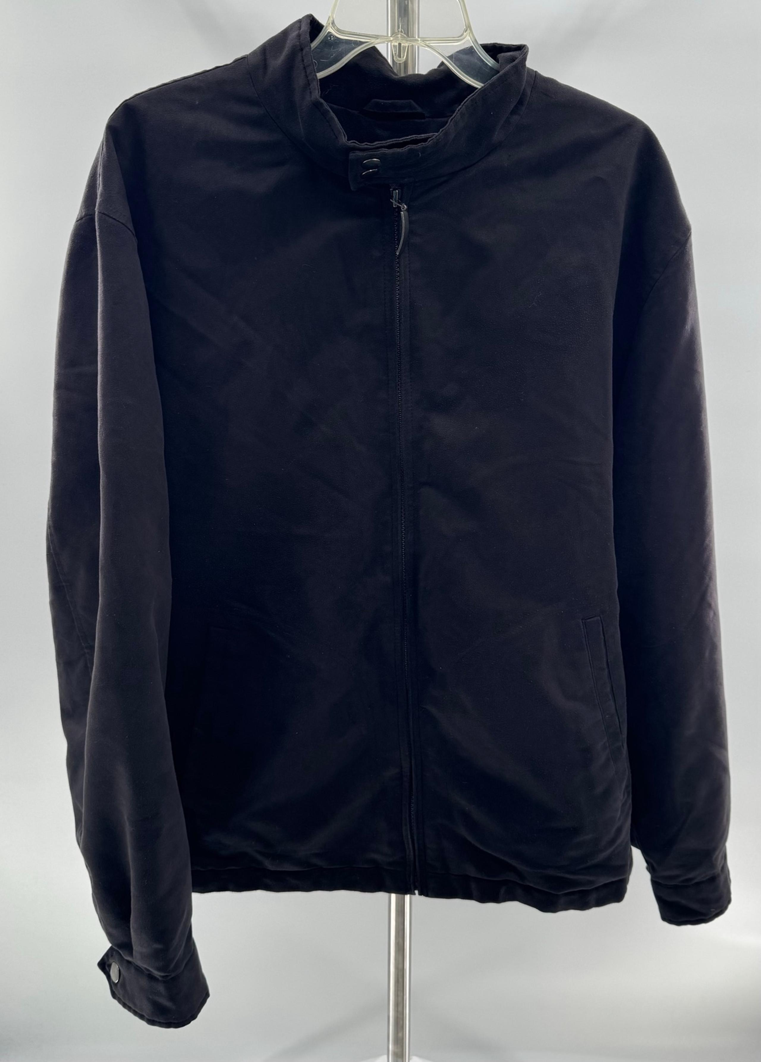 Croft & Barrow Jacket Mens XL Black Zip Collared Lined Pockets Faux Suede
