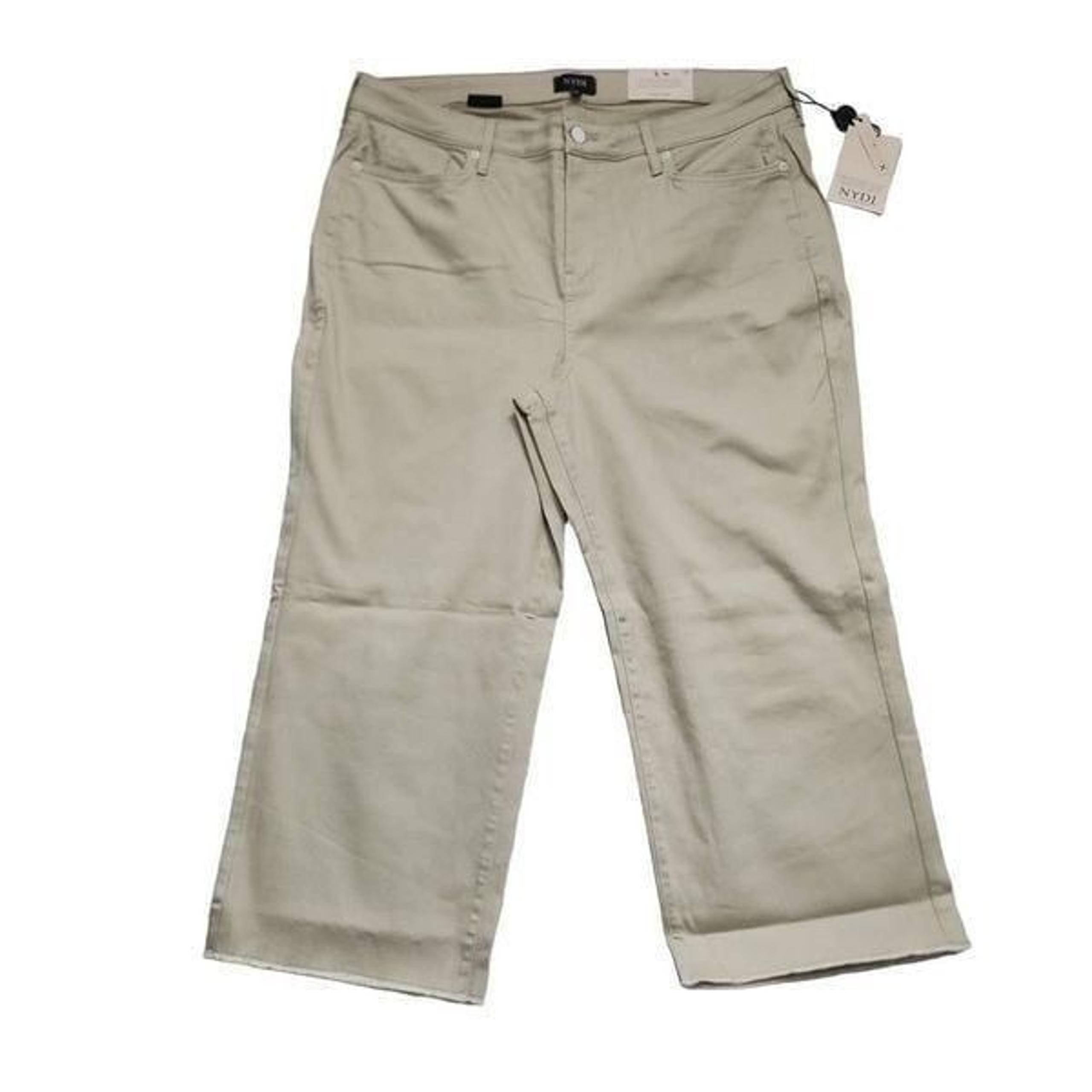 NYDJ Ladies Size 16 Wide Leg Capri Fray Hem Denim Crop Pants in Feather