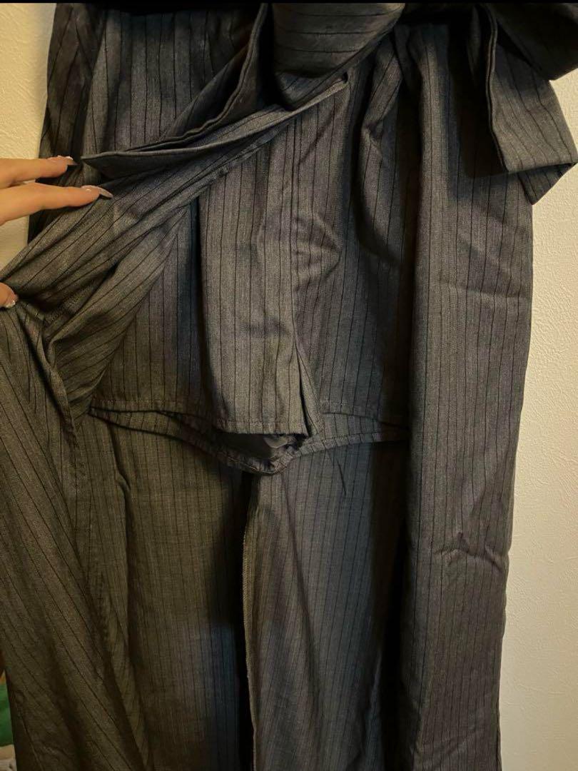 melt the lady waist ribbon slit skirt, gray