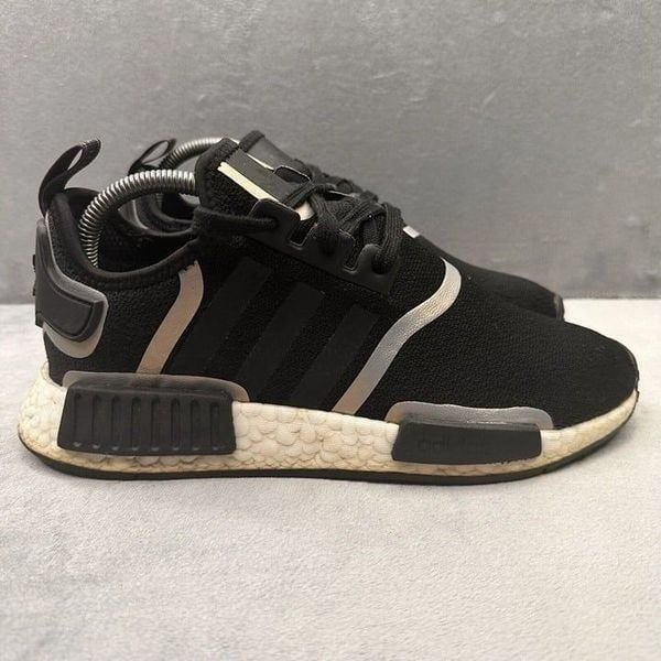 adidas NMD R1 Womens Size 8.5 Shoes Black Iridescent Athletic Fashion Sneakers