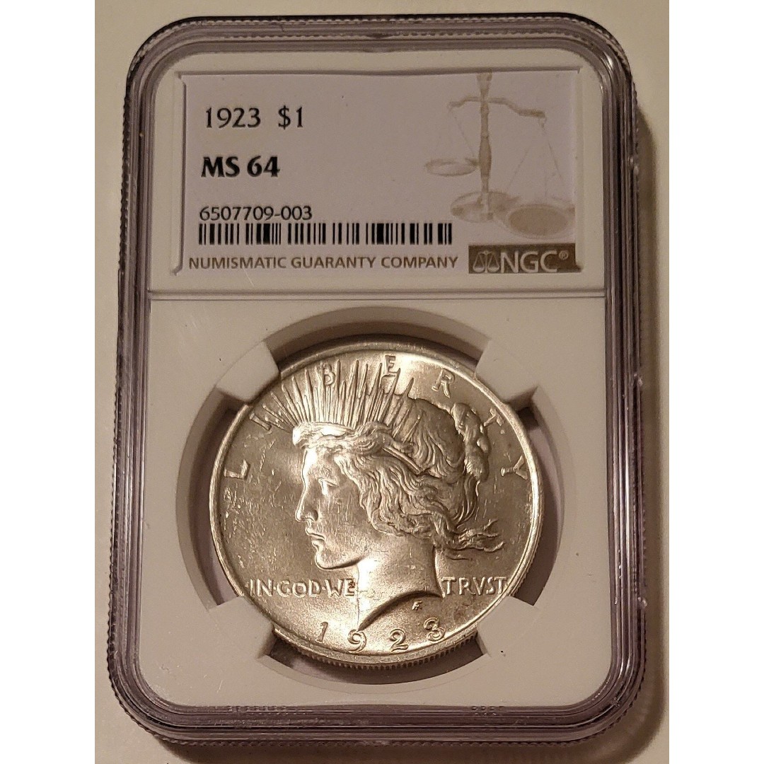 1923 Peace Silver Dollar MS64 NGC Toning