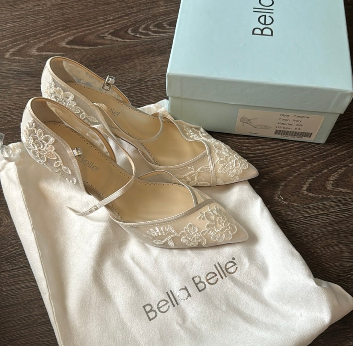 Bella Belle CANDICE Ivory D'Orsay Lace Wedding Shoes for