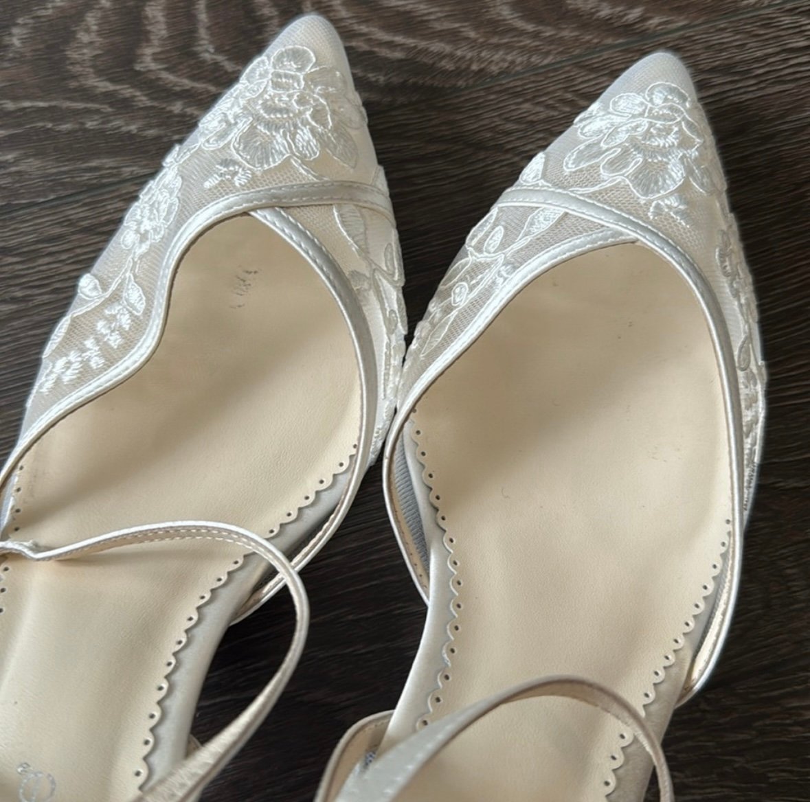 2.5 Inch Vintage Ivory Lace Kitten Heel Wedding Shoes