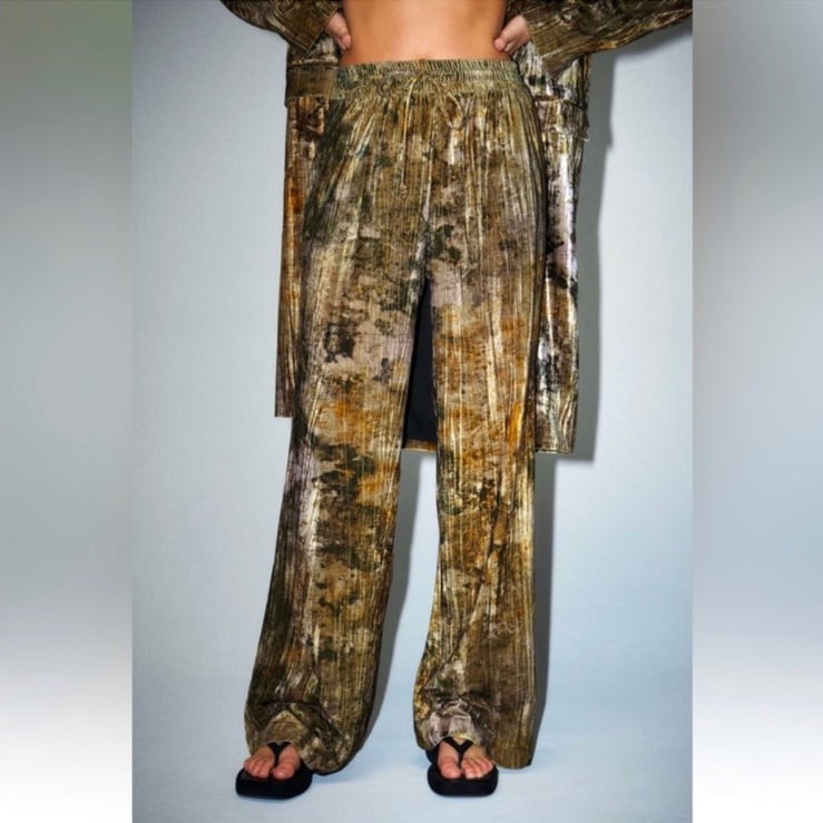 Zara NWT Tie Dye Velvet Pants size M