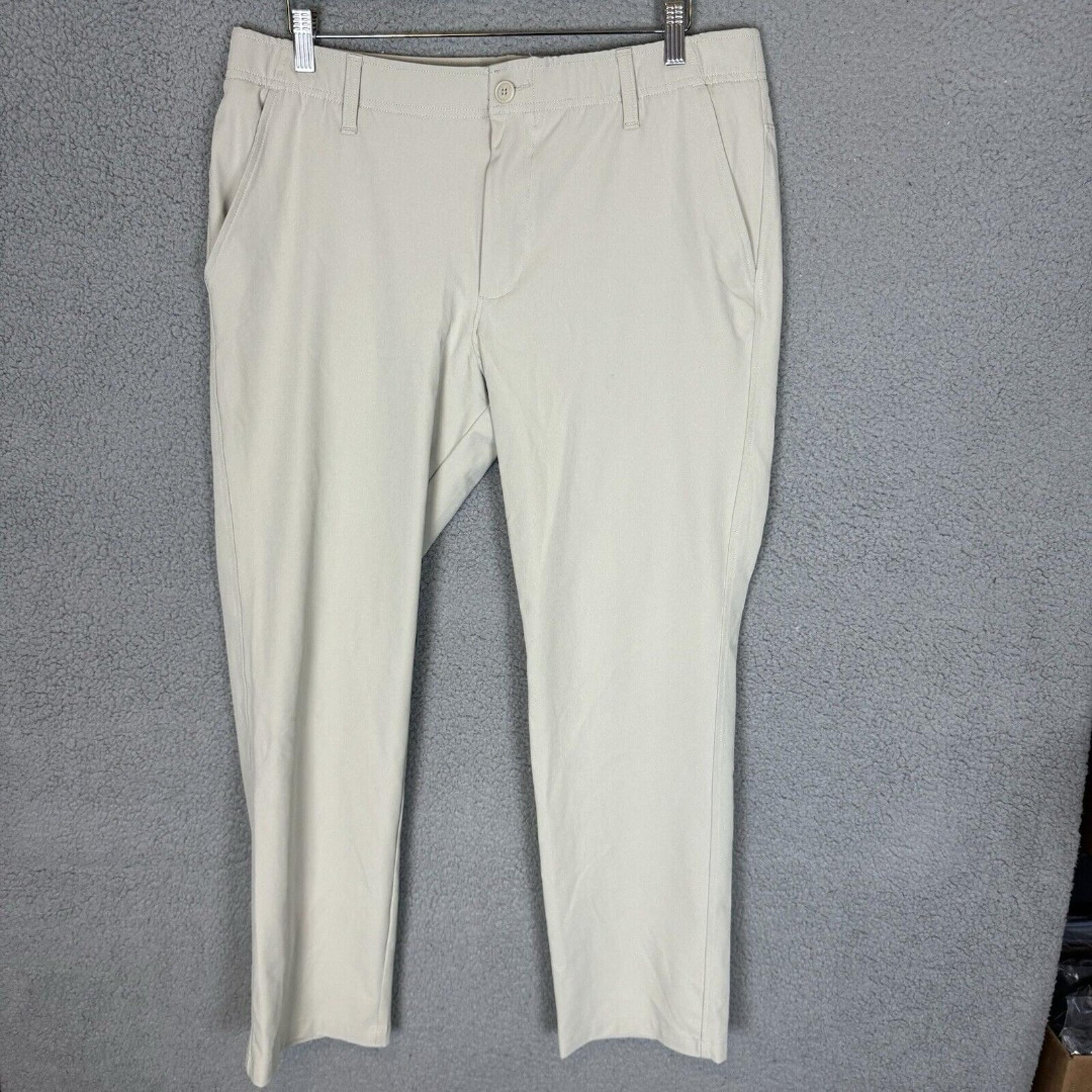 Under Armour Pants Mens 36x30 Beige Golf Flat Front Casual Performance