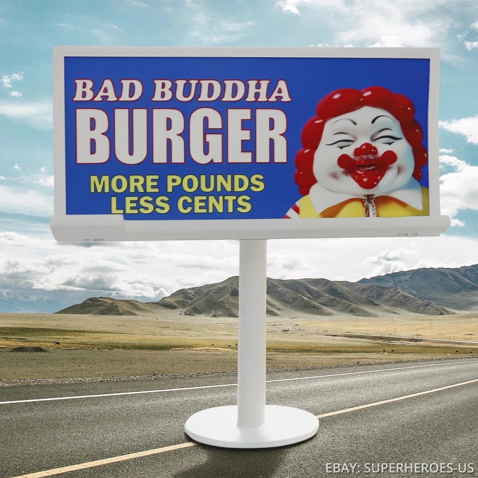 Ron English Bad Buddha Burger 13" Mini Billboard Replica 2017 McSupersized RARE
