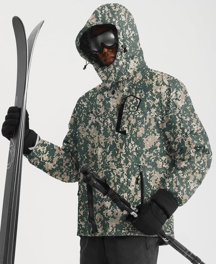 GEMYSE Mountain Waterproof Ski Snow Winter Windproof Rain Jacket Sz M Camouflage
