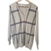 Pringle of Scotland Vintage 100% Lambswool V Neck Beige Plaid Sweater Men's Sz M