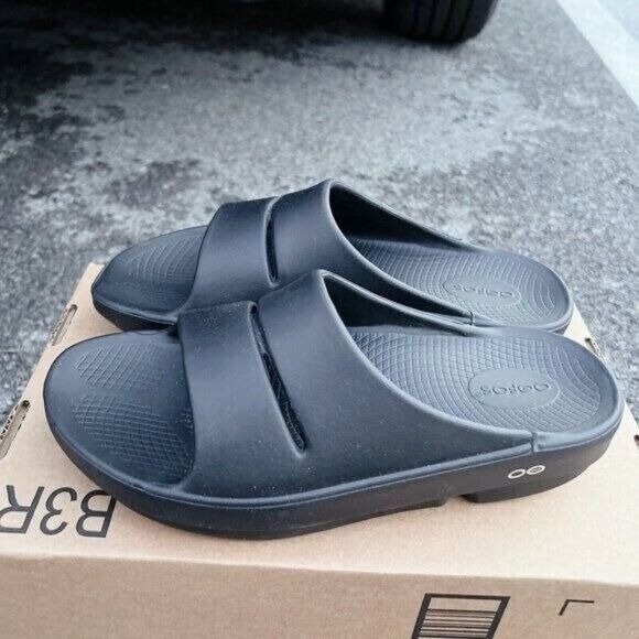 OOFOS Ooahh Luxe Sandal Slide Black Waterproof Size EU 39 Womens US 8