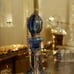 Vintage 1950s Blue Glass Silver Wrapped Filigree Decanter and Glass Set