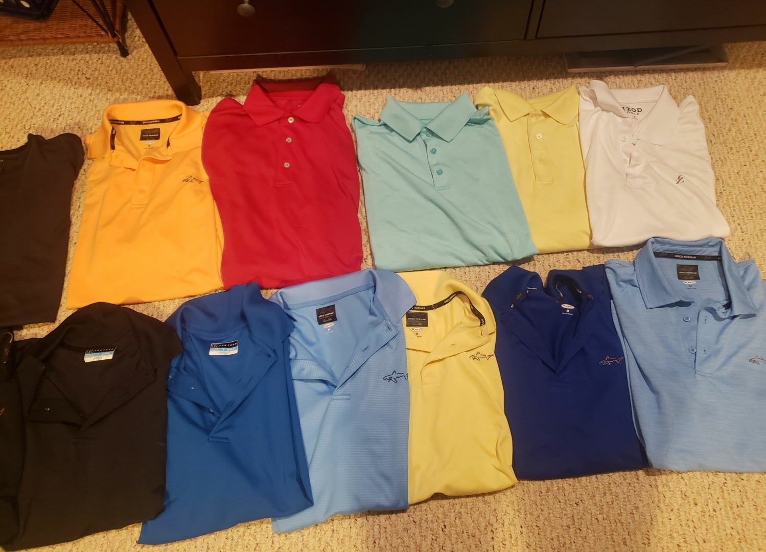 Bundle of over a dozen mens golf shirts