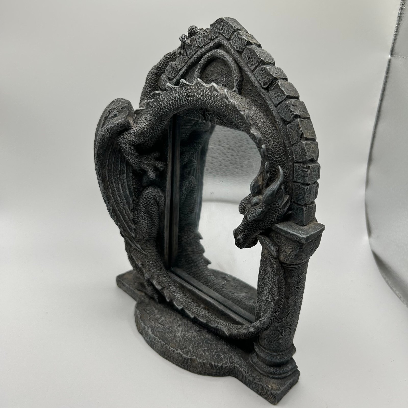 Vintage 90s 1997 Dragon Metal Cast Mirror Fantasy Collectible Art Sculpture Rare