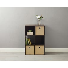 Style Selections Dark Chocolate 6Cube & Natural Fabric Collapsible Bin Organizer