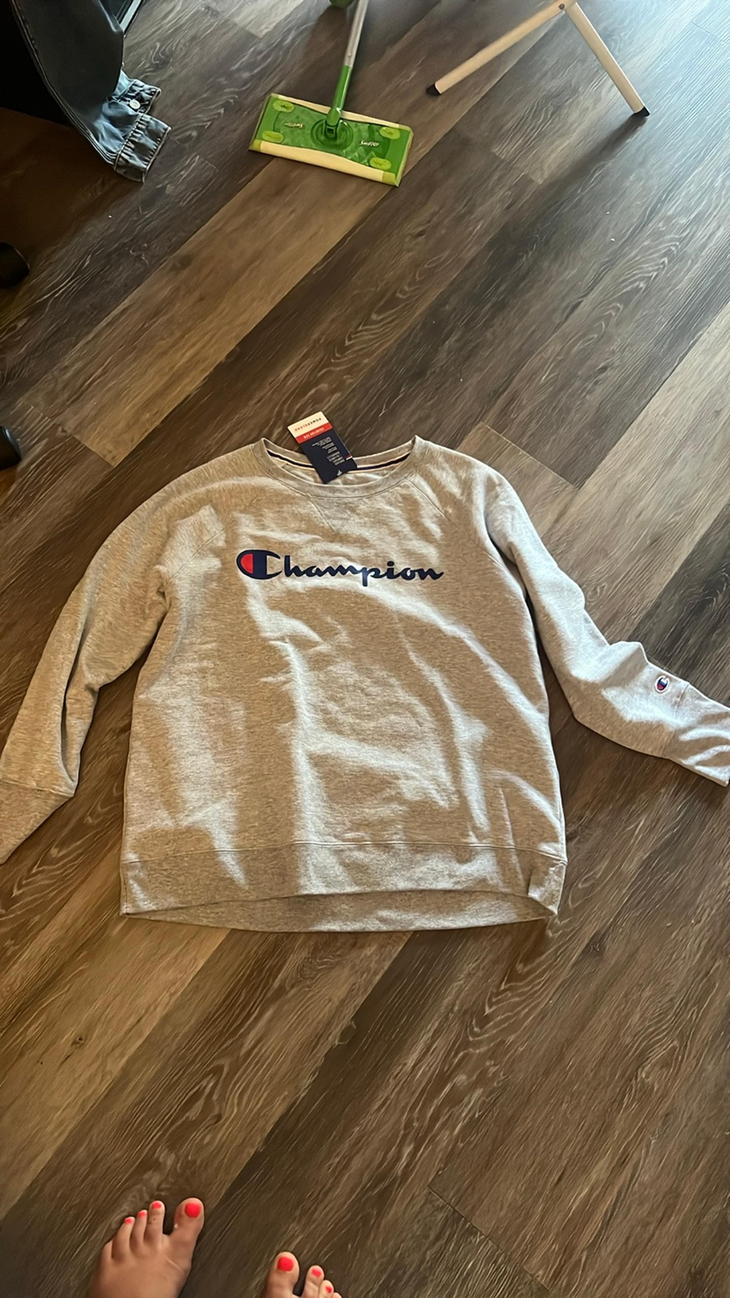 NWT Champion logo womens grey fleece lined crewneck sweatshirt 1X