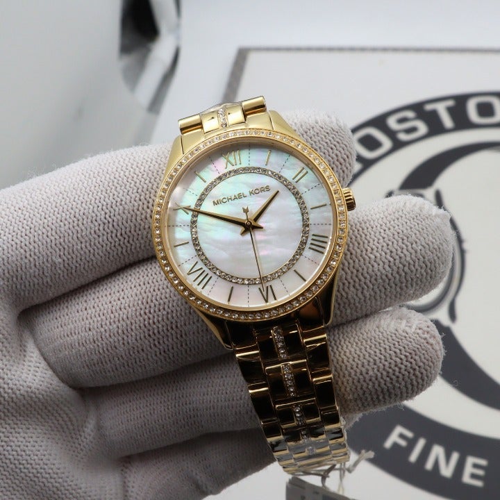 Michael Kors Lauryn 33mm PVD Steel White MOP Dial Quartz Ladies Watch MK3899