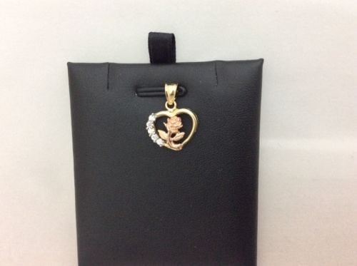10k Real Gold Heart Flower rose pendant