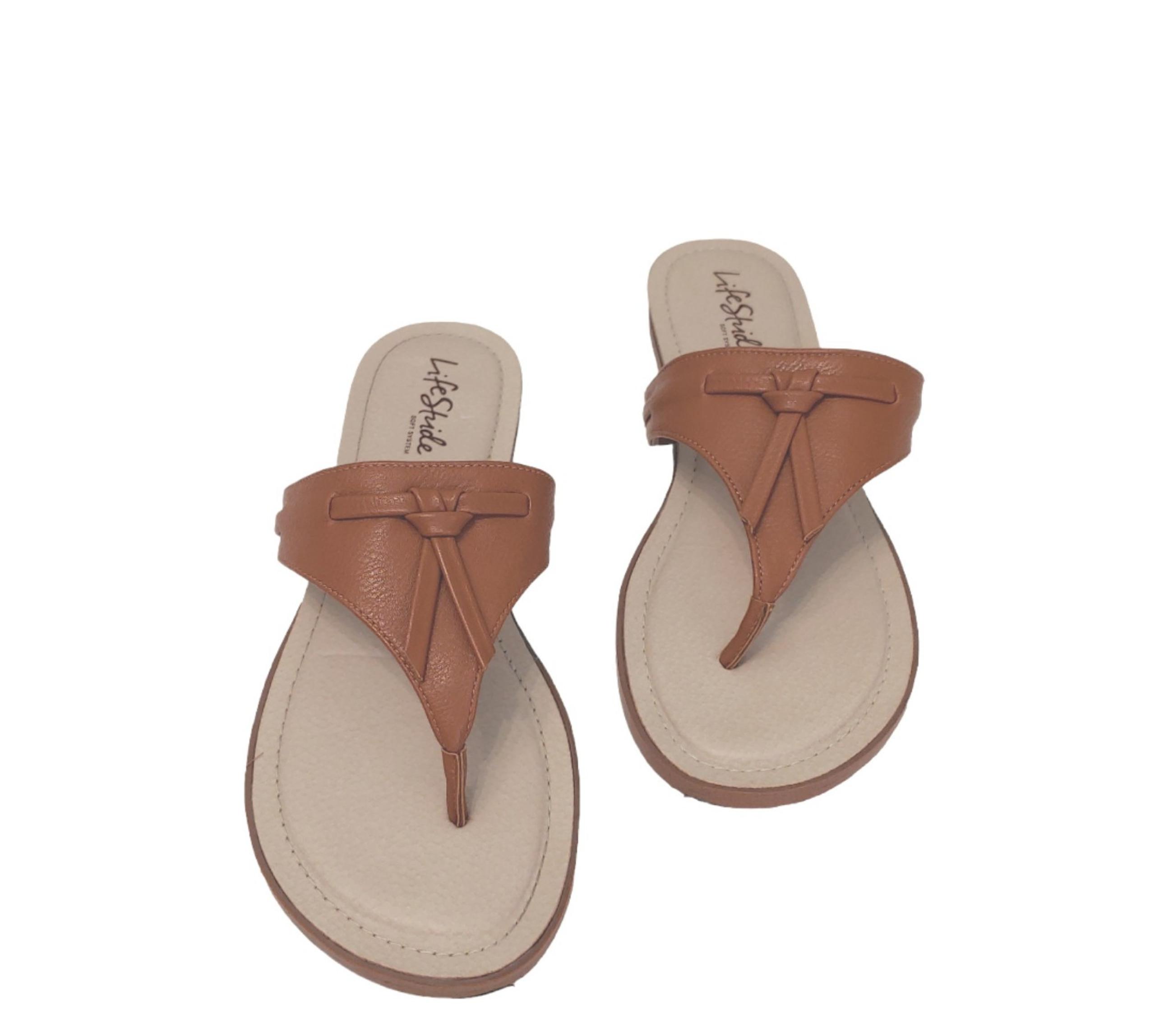 LifeStride Women Rio Faux leather slip on casual pebbled sandal flip flop sz 10