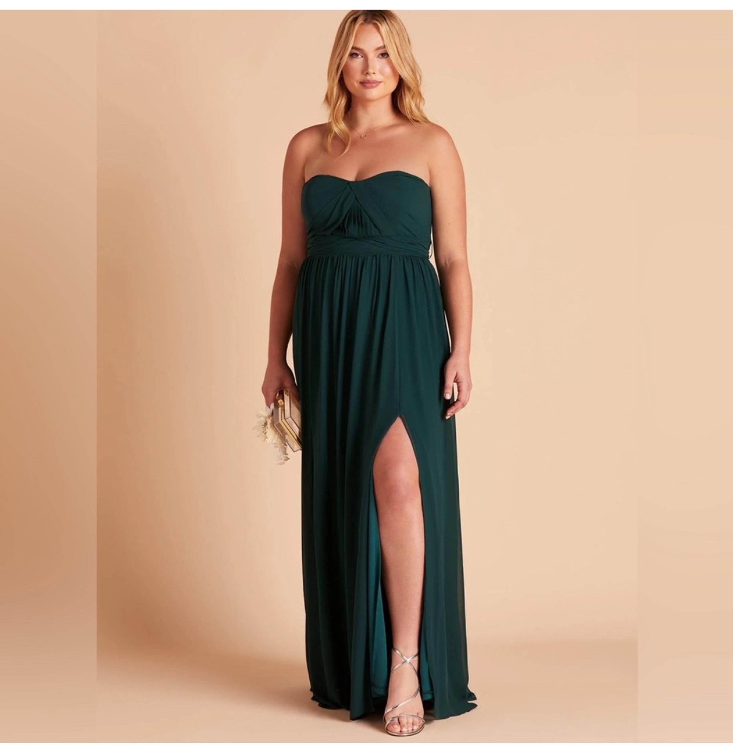 Birdy Grey Grace Chiffon Convertible Maxi Dress Womens XL NWT Emerald Formal
