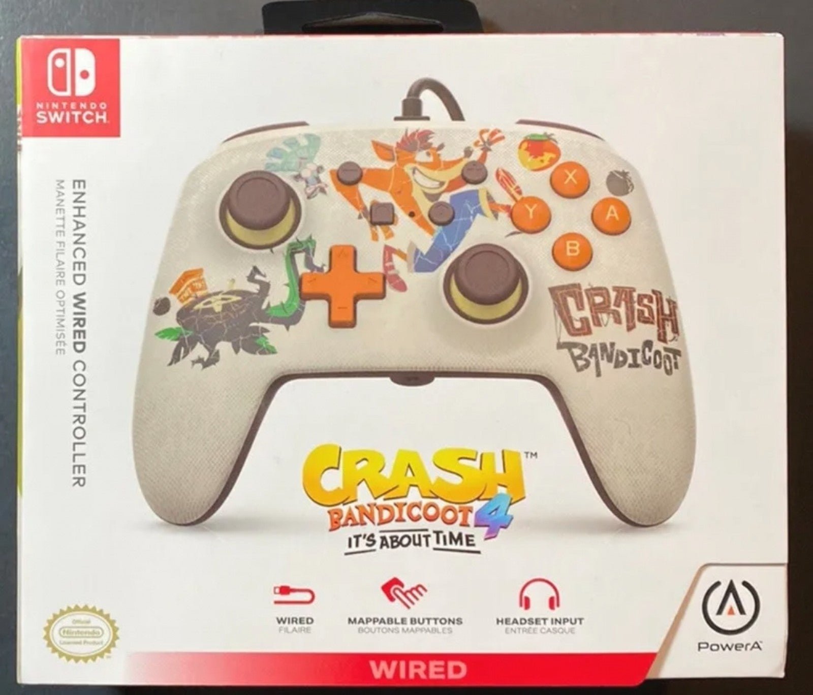 Nintendo Switch Enhanced Wired Controller Crash Bandicoot Quantum Crash NEW
