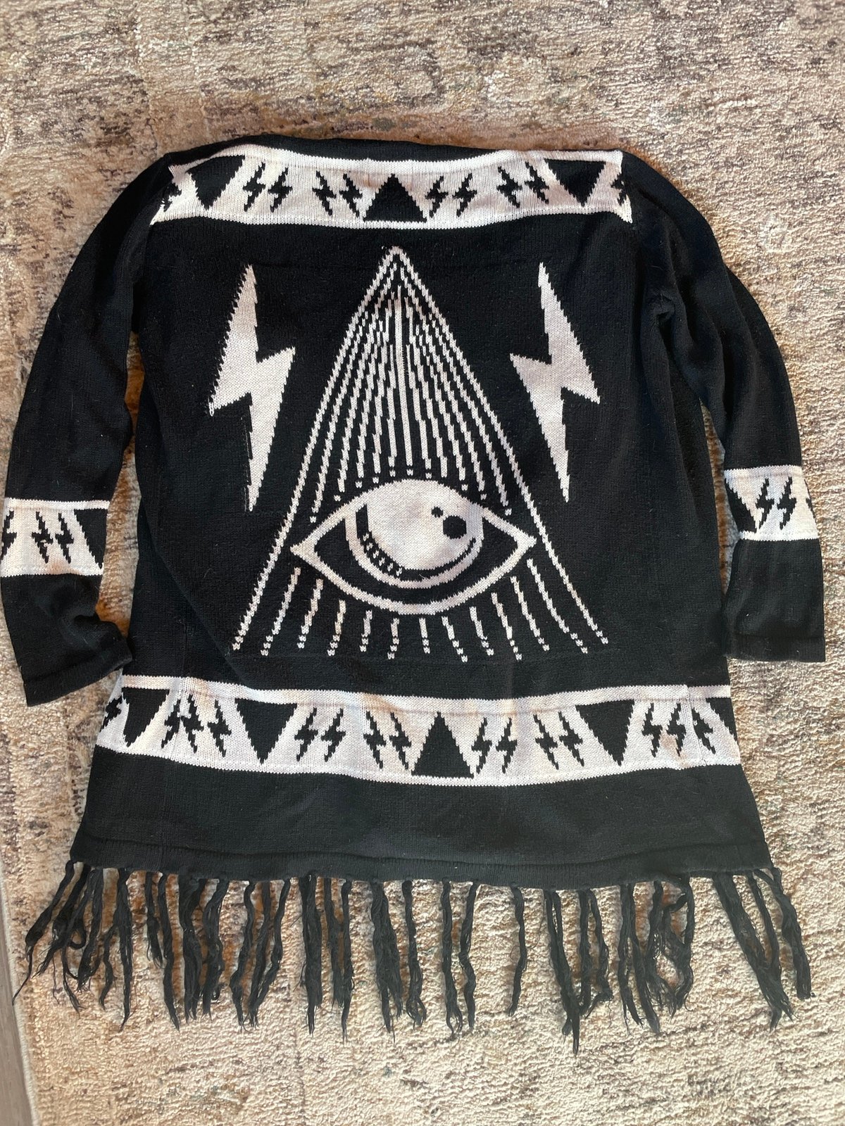 UNIF All Seeing Eyes psychic poncho XS bolts sweater