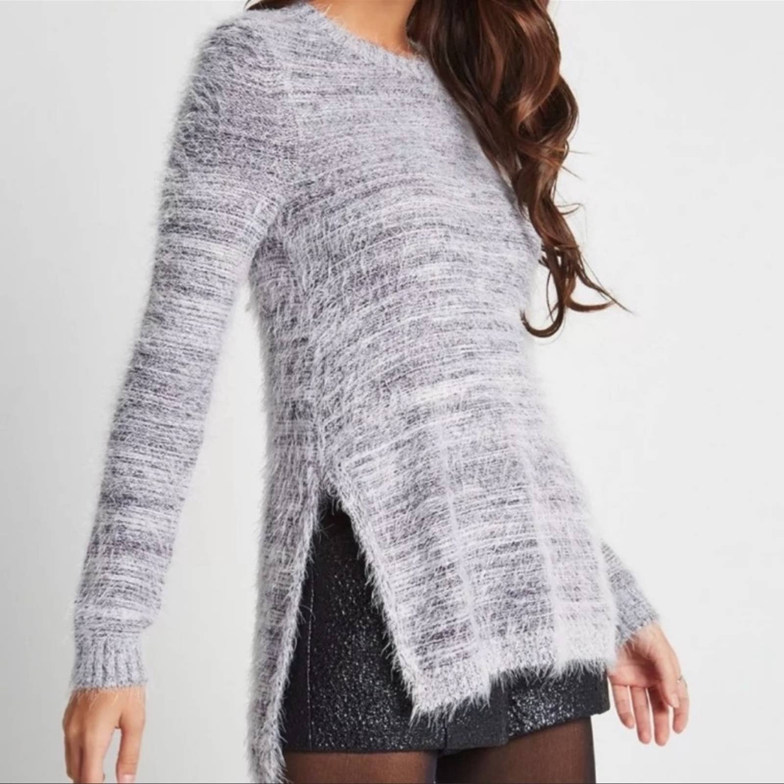 BCBGeneration Fuzzy Side Slit Pullover