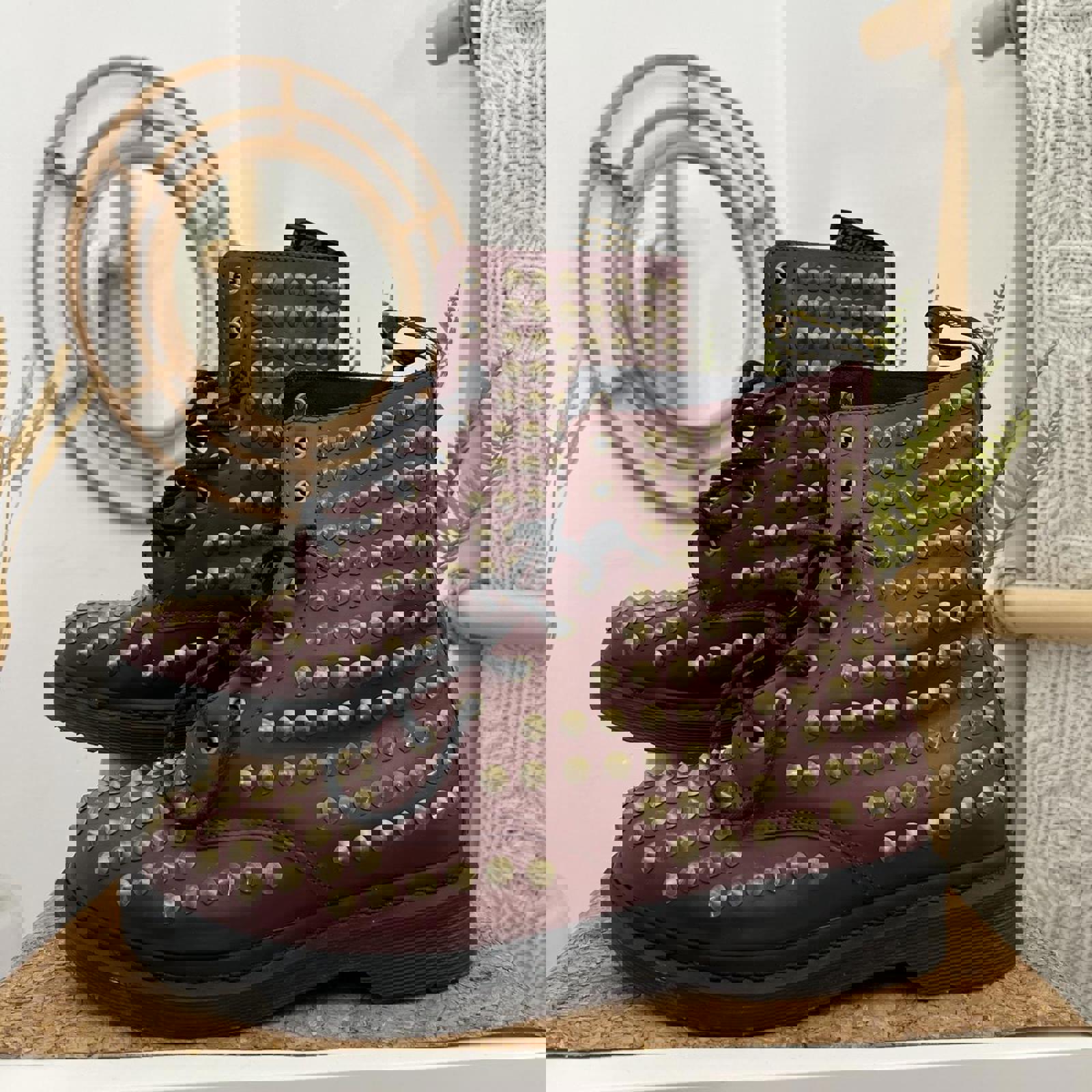 RARE Dr.Marten Burgundy Spike Boots