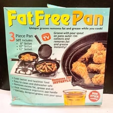 3 Piece Pan Skillet Set Fat Free Pan As Seen On TV Kitchen Cookware - NIB