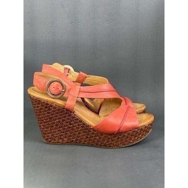 Naya Coral Estra Leather Platform Wedge Sandals womens size 10