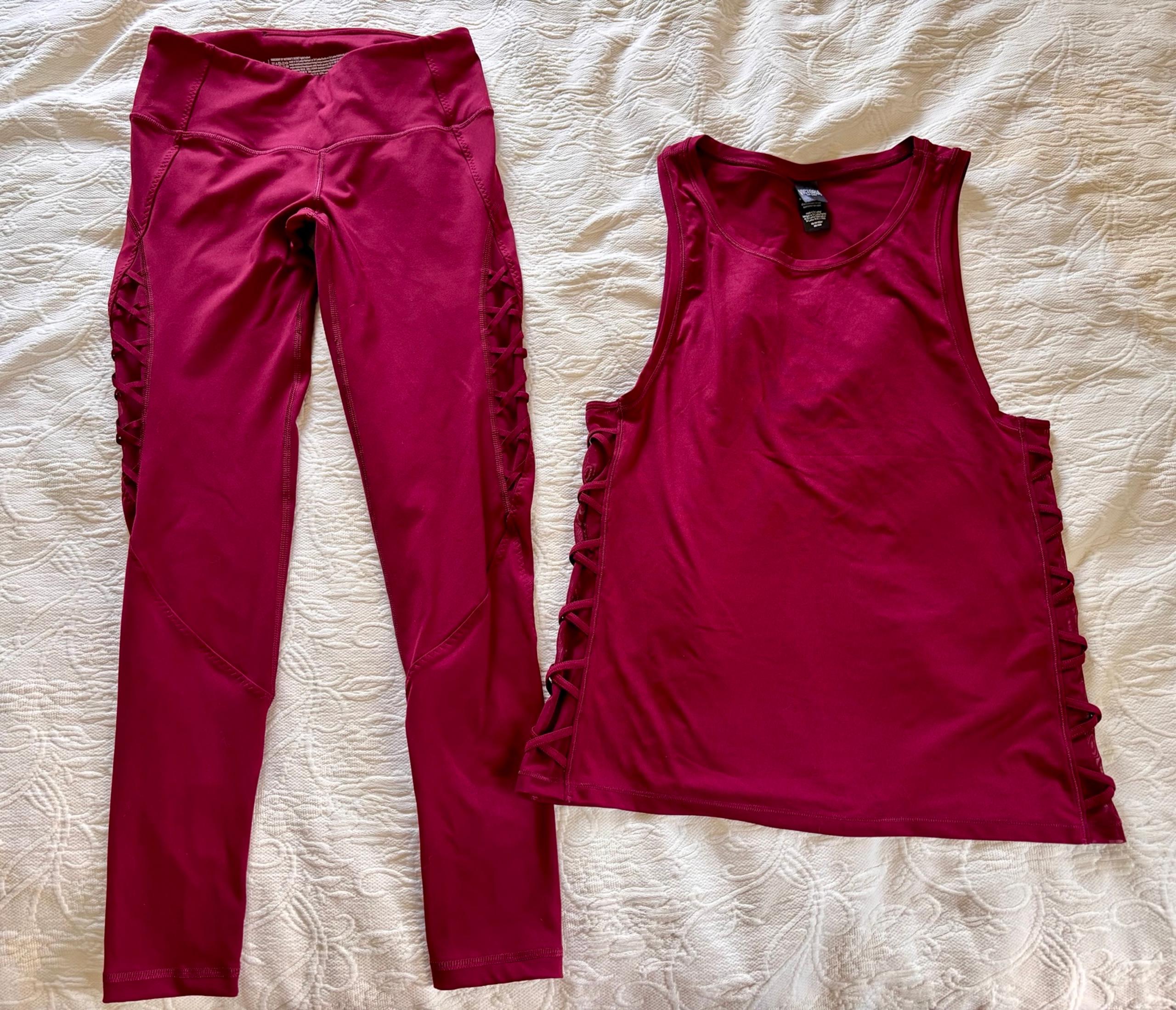 Victoria's Secret 2 piece Sport leggings sz S and Tank top sz XS Burgundy bundle
