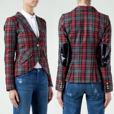 Smythe 795 Plaid Single-Breasted Wool Blazer Size 8